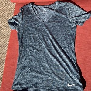 Nike running top gray black v neck women Medium dri-fit